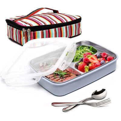 

Lunch box Stainless steel Portable Insulated Leakproof Meal Prep Container Microwave Safe with Bag & Fork Spoon Kit Picnic Boxes