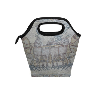 

Insulated Lunch Tote Bag Sketch Horse Travel Picnic Lunch Handbags Portable Zipper Lunch Bag Box