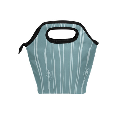 

Lunch Tote Bag Blue Line Travel Picnic Insulated Lunch Handbags Portable Zipper Lunch Bag Box