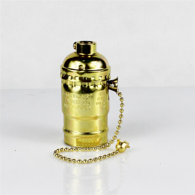 

E26 Golden Aluminum Shell Antique Screw Edison Pendant Lamp Zipper Switch Lamp Holder