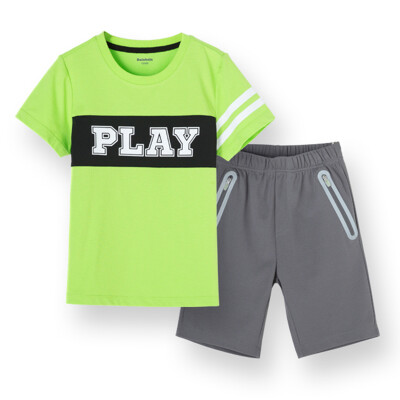 

Balabala BALABALA boy set male middle boy summer short-sleeved shorts two suit 28192151114 yellow green 110