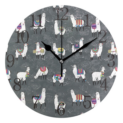 

Wall Clock Arabic Numerals Design Lama Animal Round
