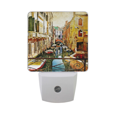 

ALAZA LED Night Light With Smart Dusk To Dawn SensorSummer Landscape Painting Plug In Night Light