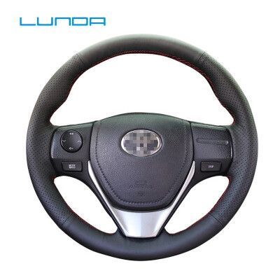 

LUNDA Black Artificial Leather Car Steering Wheel Cover for Toyota Corolla 2014-2017 RAV4 2013-2017 Auris 2013-2016