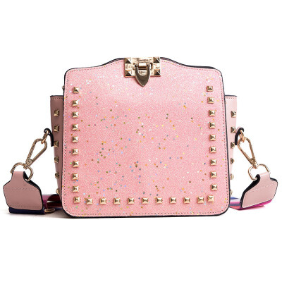 

2018 FASHION SEQUINS WOMAN LUXURY BRAND HIGH QUALITY RAINBOW STRAP DESIGNER SHOULDER BAG STUDS CLUTCH