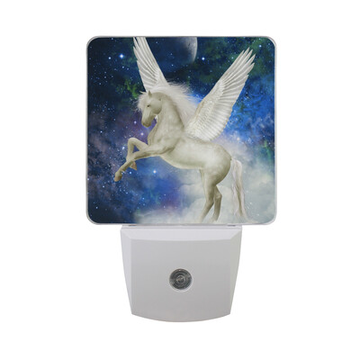 

ALAZA LED Night Light With Smart Dusk To Dawn SensorPony Unicorn Blue Mane Plug In Night Light