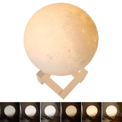 

9cm10cm12cm14cm15cm18cm Diameter PLA USB Rechargeable 3D Printing Moon Light 23-Colors Dimmable Touch Sensor Control Luna Ni