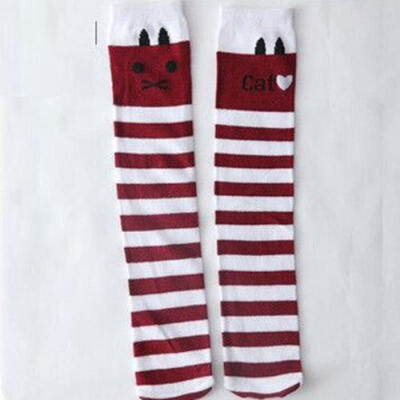 

1 PAIRS GIRLS FASHION COTTON KNEE HIGH CHILDREN KIDS SCHOOL SOCKS WITH CAT SIZE