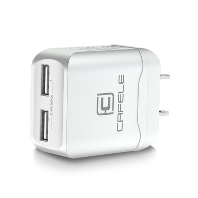 

Cafele EU Plug Dual USB Charger DC 5V 24A 12W Universal Portable Travel Wall Adapter Mobile Phone Charger for iPhone Laptop