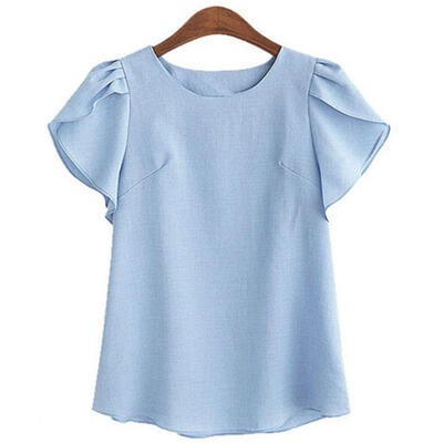 

Fashion Womens Summer Casual Short Sleeve Cotton Tops Loose Shirt Blouse Toy
