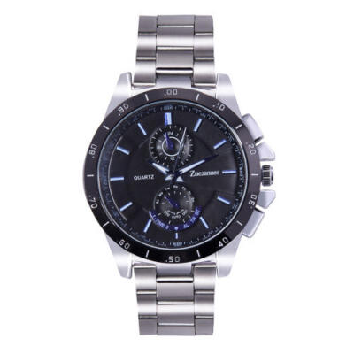 

New Black Analog Quartz Mens Stainless Steel Wrist Steel Band Watch Sport Watch