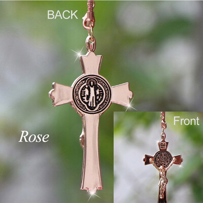 

1pcs silver gold rose Jesus Crucifix Figurine Hanging Ornaments Nice gift Car Decoration Pendant Auto Rearview Mirror Ornament