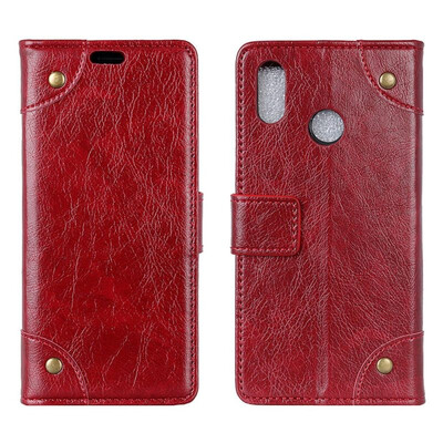 

MOONCASE Millet Mi A2 Lite Red Rice 6 Pro Copper Buckle Napa Leather Case - Wine Red