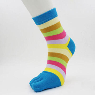 

Thickening Five Fingers Cotton Socks Women Warm Sport Casual Striped Toe Socks
