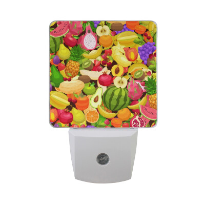 

ALAZA LED Night Light With Smart Dusk To Dawn SensorExotic Pattern With Tropical Leaves And Flowers Plug In Night Light