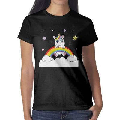 

Unicorn Caught from A Rainbow Womens Black t Shirts Cute Womens Ladies Cotton t Shirt