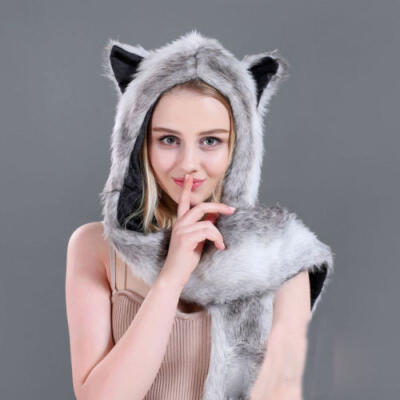 

Cartoon Animal Hat Plush Beanie Fleece Winter Warm Fluffy Hooded Cap Earmuff UK