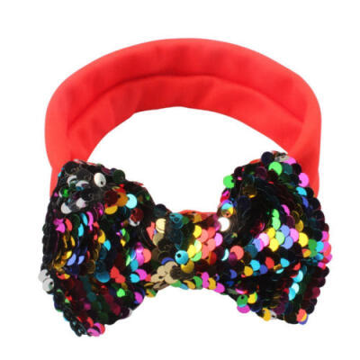 

US Baby Girl Xmas Sequined Bow Hair Band Headband Turban Knot Hair Accessories