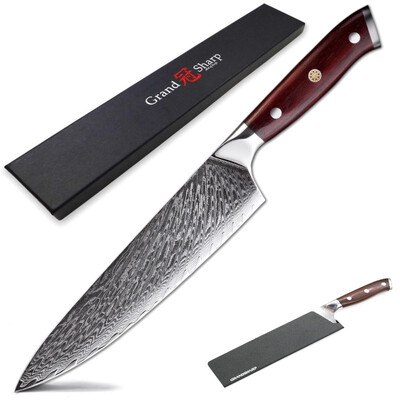 

Grandsharp 75 Inch Damascus Kitchen Knife 67 Layers VG10 Japanese Damascus Knives High Carbon Kitchen Chef Knife with Gift Box