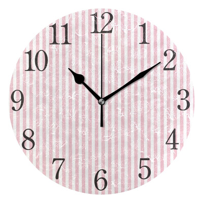 

Wall Clock Pink Stripe Round Wall Clock Arabic Numerals Design