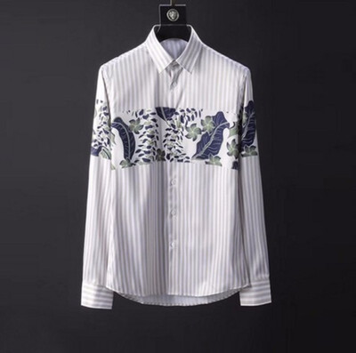 

Pure poplin fabric 18SS luxurious element splash print fashion long sleeved striped shirt
