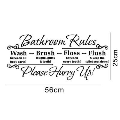 

Bathroom Rules Words Wall Sticker Vinyl Art Decal Home Bathroom Glass Decoration