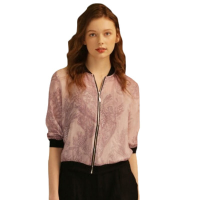 

Silk sunscreen jacket 2019 spring&summer fashion silk embroidery printing slim slimming solid color casual business large size autumn ladies coat shirt