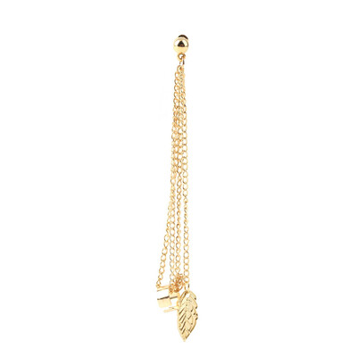 

1pc Charming Leaf Long Tassel Chain Dangle Ear Cuff Warp Clip Stud Earring