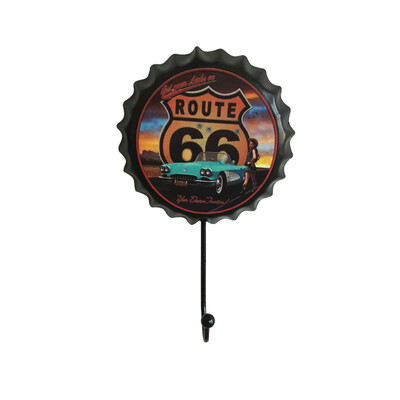 

UpperX New Retro Creative Beer Cover Hook"Route 66"Character Personality Hook Dressing Room Clothes Hook Home Wall Crafts Decor