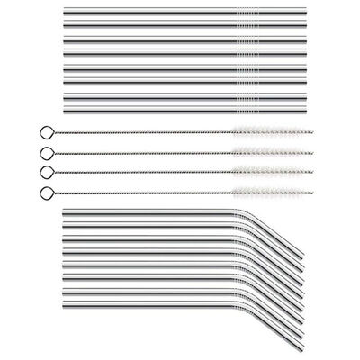 

UpperX Reusable Straws Stainless steel Straw 20 Piece Collection With Extra Long Brushes Stainless steel Reusable Straw Set