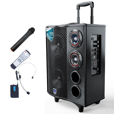

Двойной звук Connaught Q-9 Двойной 3-дюймовый Treble Dual 6.5-дюймовый басовый литиевый штепсельный разъем Беспроводной микрофон Беспроводная гарнитура Наружная живая запись Bluetooth Портативный микрофон Черный