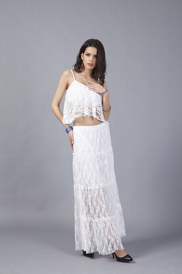 

Buenos Ninos Sexy Lace Suspenders Tops +Low waist Bust Skirt Two Piece Suit
