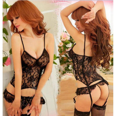 

Sexy Womens Lace Lingerie Nightwear Underwear G-string Babydoll Black Sleepwear