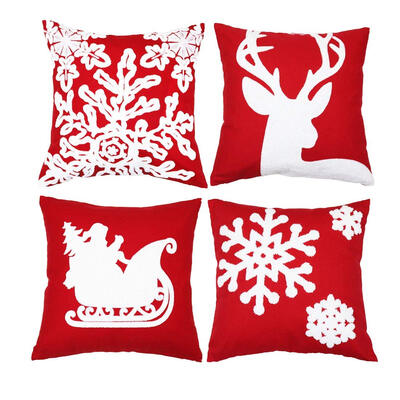 

UpperX Embroidery Throw Pillow Case 18x18 inch Christmas Pillow Cover Set of 4 Cushion Covers Home Car Decor