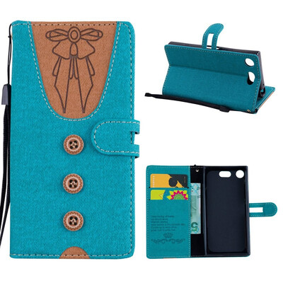 

MOONCASE Sony Xperia XZ1 Compact stitching embossed womens leather case - green