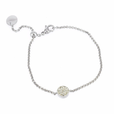 

Womens Stainless Steel Wire Band Full Crystal Charm Bracelet 63"-73