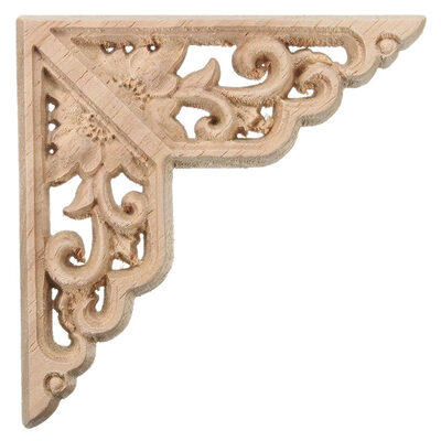 

UpperX 2Pcs Wood Carved Corner Onlay Applique Frame Door L