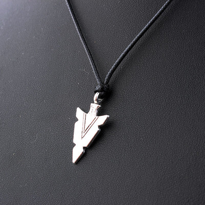 

Arrow pendant adjustable black leather rope necklace imitation leather rope spear accessories