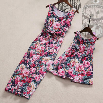

Summer Mother And Daughter Matching Long Dress Casual Maxi Dress Beach Sundress