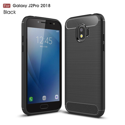 

Fivice Samsung Galaxy J2 Pro 2018 case Luxury brushed carbon fiber TPU soft shell