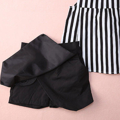 

Fashion Toddler Kids Girls Striped Tops Shirt Puffy Shorts Outfits Set Clothes