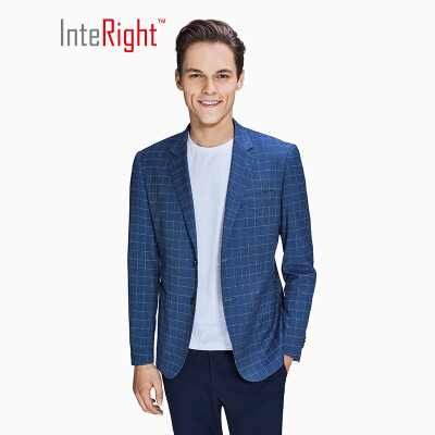 

INTERIGHT suit mens self-cultivation business casual single western jacket small checkered dark blue L code 17592A