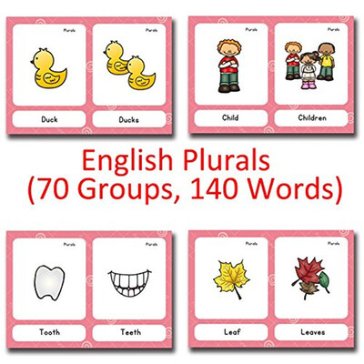 

35pc-English Plurals Flash Cards-English word learning card&pocket size flash card for Preschool children-English Vocabulary Cards