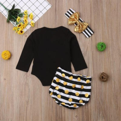 

Newborn Toddler Baby Girls Clothes Romper Bodysuit Headband Shorts Outfits Set