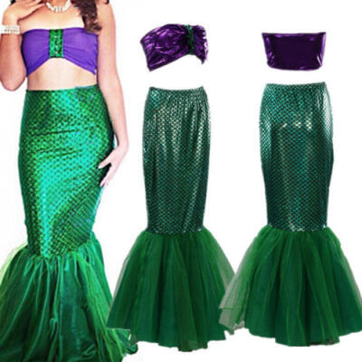 

Halloween Women Fancy Dress Mermaid Bra Scal Tail Skirt Costume Party Masquerade