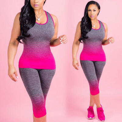 

UK Womens 2 PCS Tracksuits Set Ladies Sleeveless Active Sport Loungewear