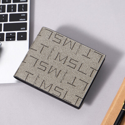 

MashaLanti fashion mens bag trend mens wallet mens short wallet business casual coin purse ultra-thin multi-function card package D106 gray with brown