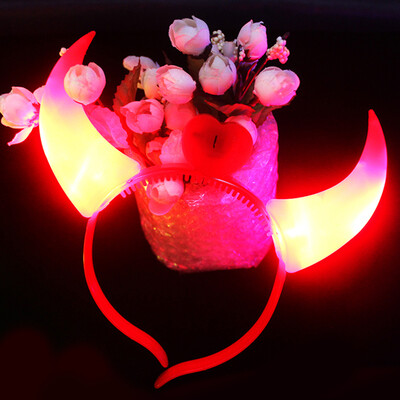 

Halloween mask Halloween childrens mask costume Halloween tiara party concert festival jewelry decoration red luminous horn