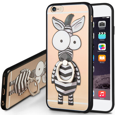 

KOOLIFE Apple 6 / 6s телефон случае защиты iphone6s телефон оболочки палец кольцо пряжка кронштейн мягкой оболочки / яблоко 6 телефон раковина творческий мультфильм окрашенные яблоко 6 анти-обстрела зебры