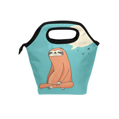 

Insulated Lunch Tote Bag Brown Sloth Travel Picnic Lunch Handbags Portable Zipper Lunch Bag Box